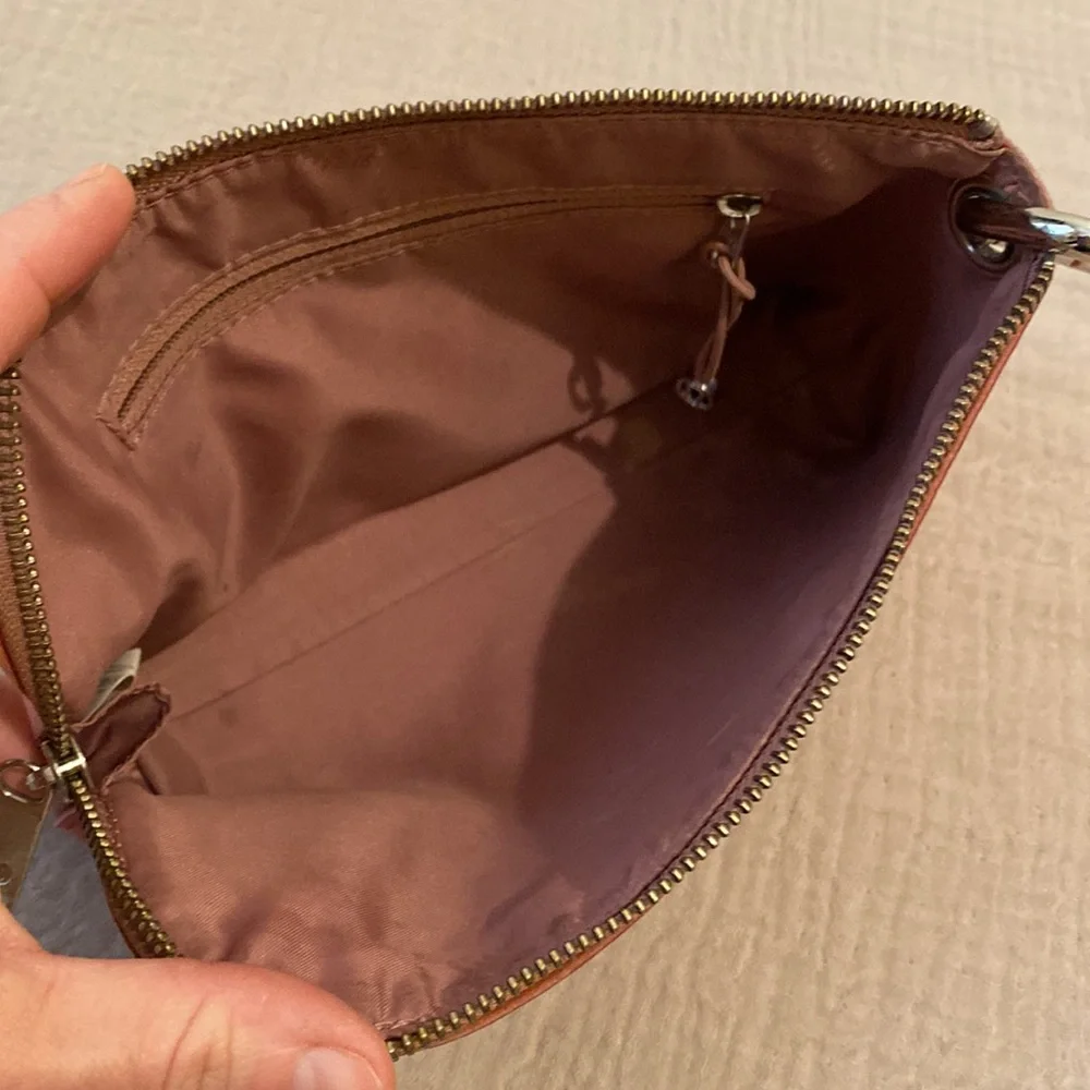 Lululemon Leather Small Zip Pouch in Coral